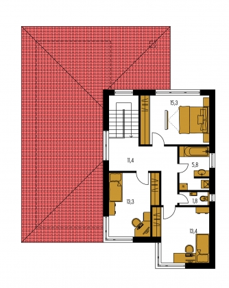 Spiegelverkehrter Entwurf | Grundriss des Obergeschosses - TREND 287